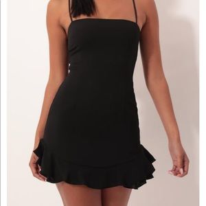 Black Lucy in the Sky Ruffle Dress in Black